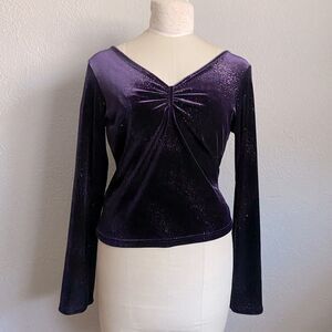 Women's Purple Velvet Long Sleeve Tee
